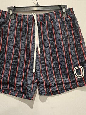 Overtime Liverpool 23 Pinstripe Mesh Basketball Shorts Men's M Black Red